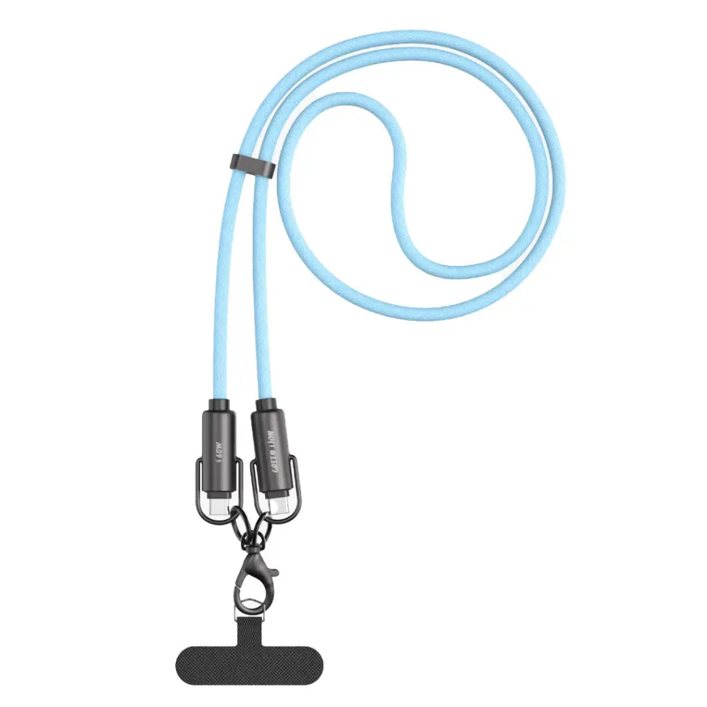 كيبل جرين لايون باور لانيارد يو اس بي سي الى يو اس بي سي بقدرة 60 واط - ازرق سماوي | Green Lion Power Lanyard C to C 60W Cable - Sky Blue