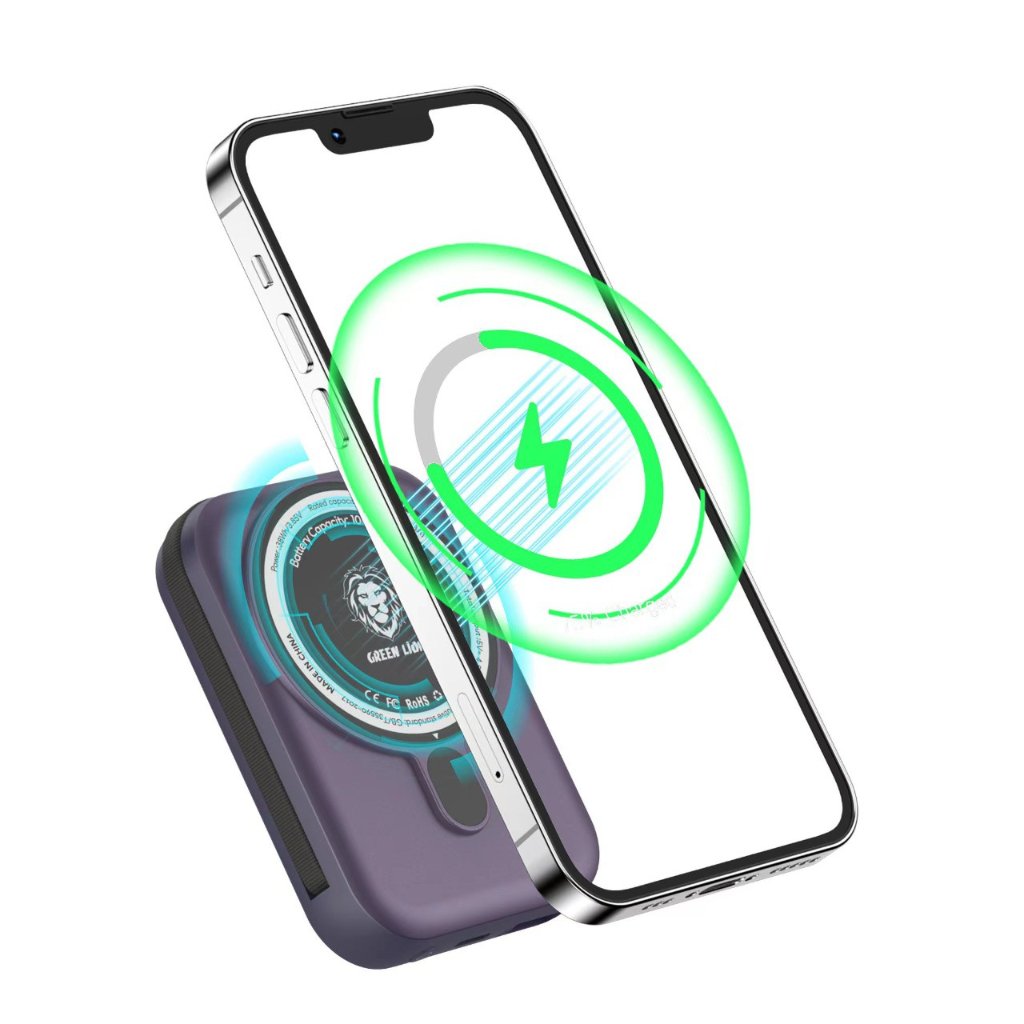 باور بانك جرين لايون موناكو متوافق مع ماج سيف بسعة 10,000 مللي أمبير وبقدرة شحن 22.5 واط | Green Lion Monaco MagSafe Power Bank 10000mAh 22.5W