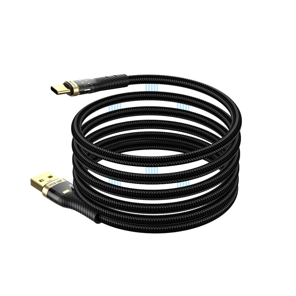 كيبل جرين لايون المغناطيسي من يو اس بي اي الى يو اس بي سي بطول 1 متر - اسود | Green Lion Magnetic Cable USB-A to USB-C 15W 1M - Black