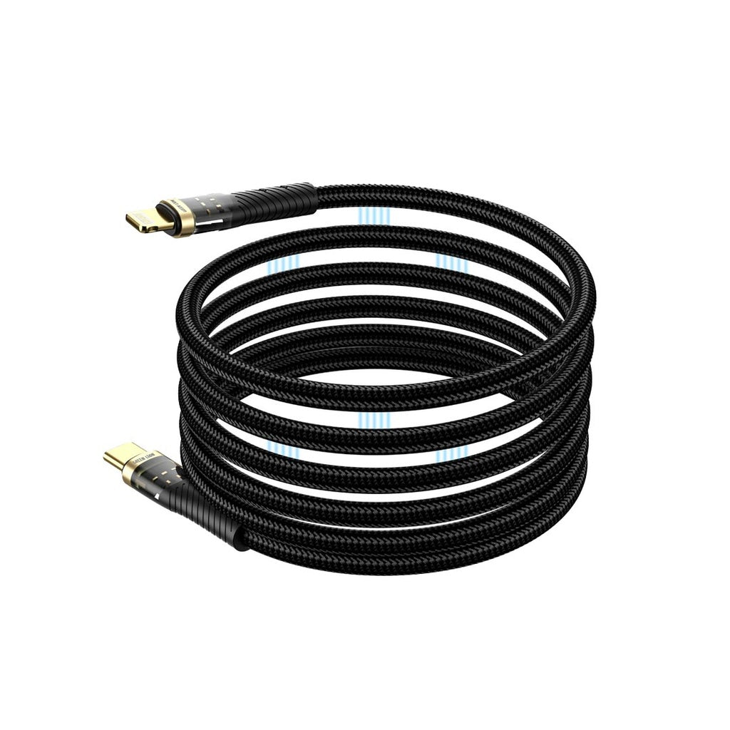 كيبل مغناطيسي جرين لايون من يو اس بي سي الى لايتننغ بقدرة 18 واط وطول 1 متر - اسود | Green Lion Magnetic Cable USB-C to Lightning 18W 1M – Black