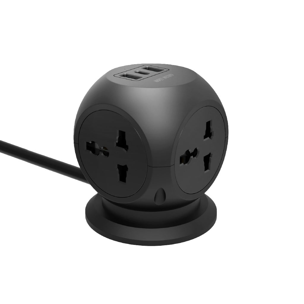 قاعدة شحن مكتبية متعددة المخارج من جرين لايون - اسود | Green Lion MultiPort Desk Universal Socket - Black.