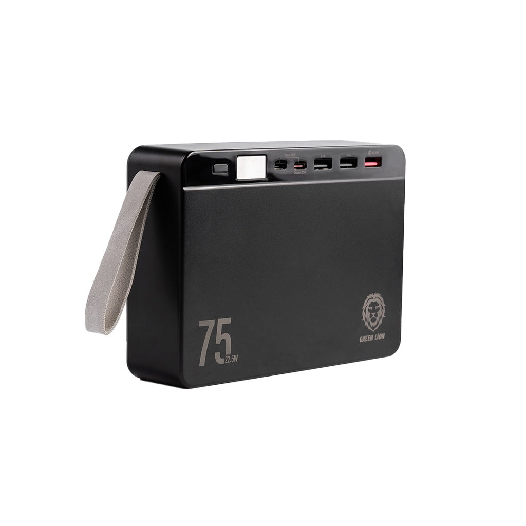 باور بانك جرين لايون فولت بسعة 75,000 مللي امبير وبقدرة شحن PD 20 واط و QC3.0 22.5 واط - اسود | Green Lion Power Volt Mega Capacity Power Bank 75000mAh PD 20W QC3.0 22.5W – Black