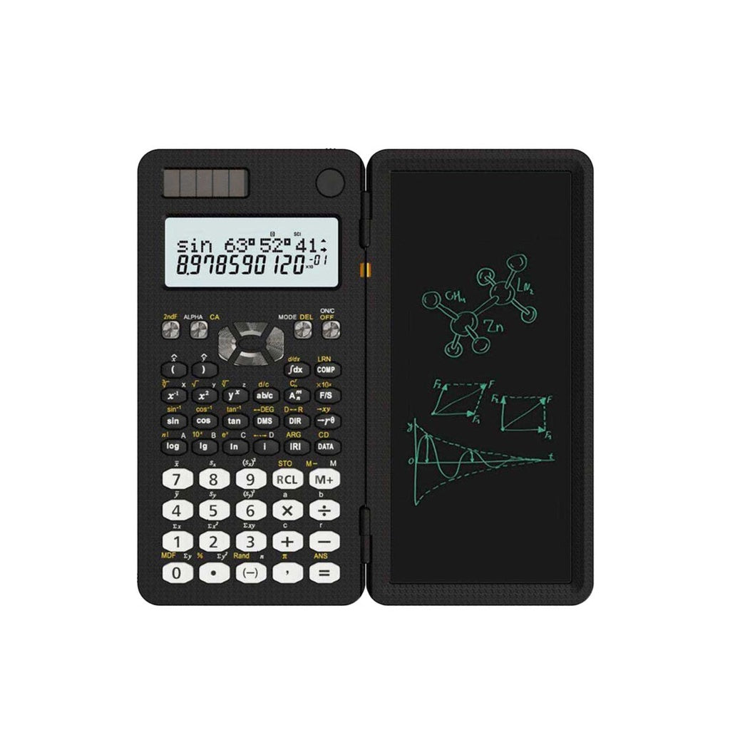 آلة حاسبة علمية قابلة للطي مع لوحة كتابة وقلم من جرين لايون - اسود | Green Lion Scientific Calculator & Writing Pad - Black