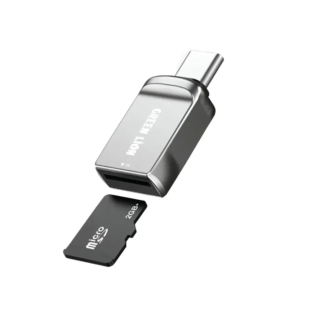 قارئ بطاقات الذاكرة من جرين لايون من يو اس بي سي الى مايكرو SD - فضي | Green Lion SD Card Reader USB-C to Micro SD - Silver