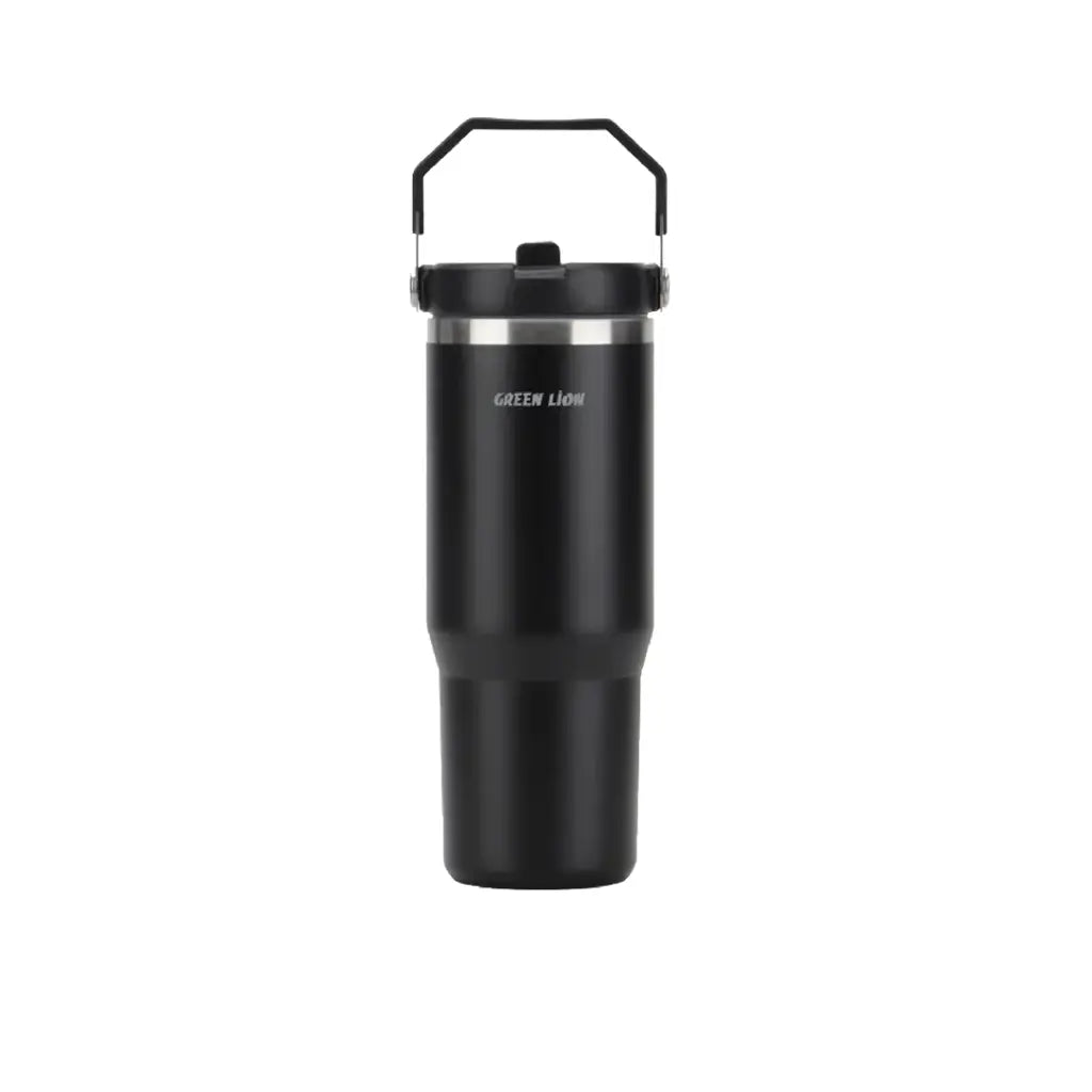 كوب حراري معزول ستانلس ستيل من جرين لايون بسعة 900 مل بغطاء شفاف مع شفاطة | Green Lion Stainless Steel Vacuum Tumbler 900ml with Flip Straw Lid