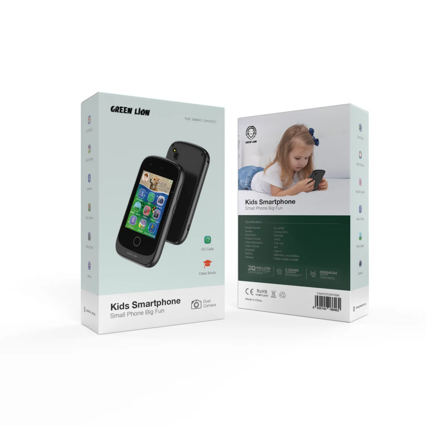 هاتف أطفال ذكي من جرين لايون, ذاكرة 512 MB وشاشة 2.8 إنش IPS مع كاميرتين | Green Lion Kids Smartphone Small Phone Big Fun