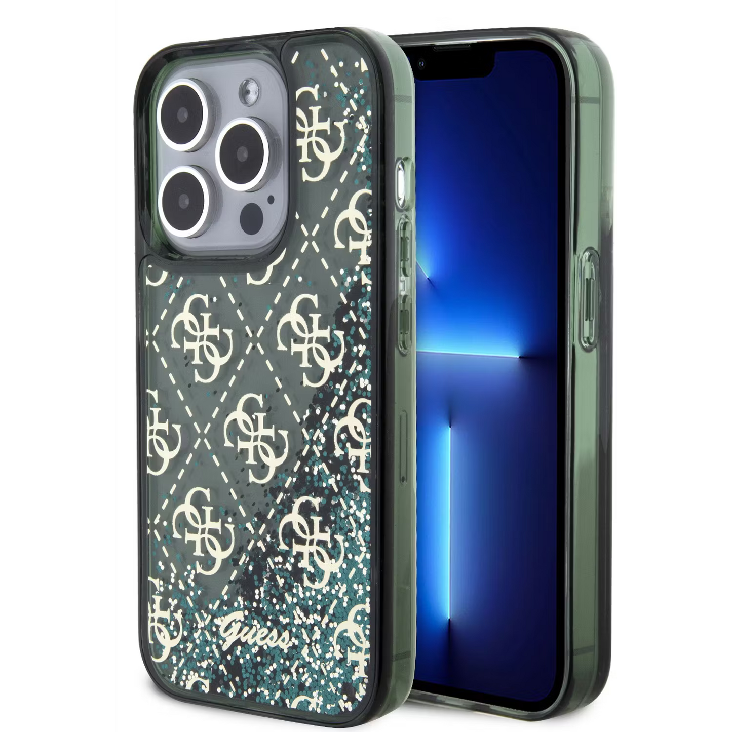Guess Glitter Case for iPhone 15 Pro Max – Green | كفر GUESS اللامع لهاتف ايفون 15 برو ماكس - اخضر