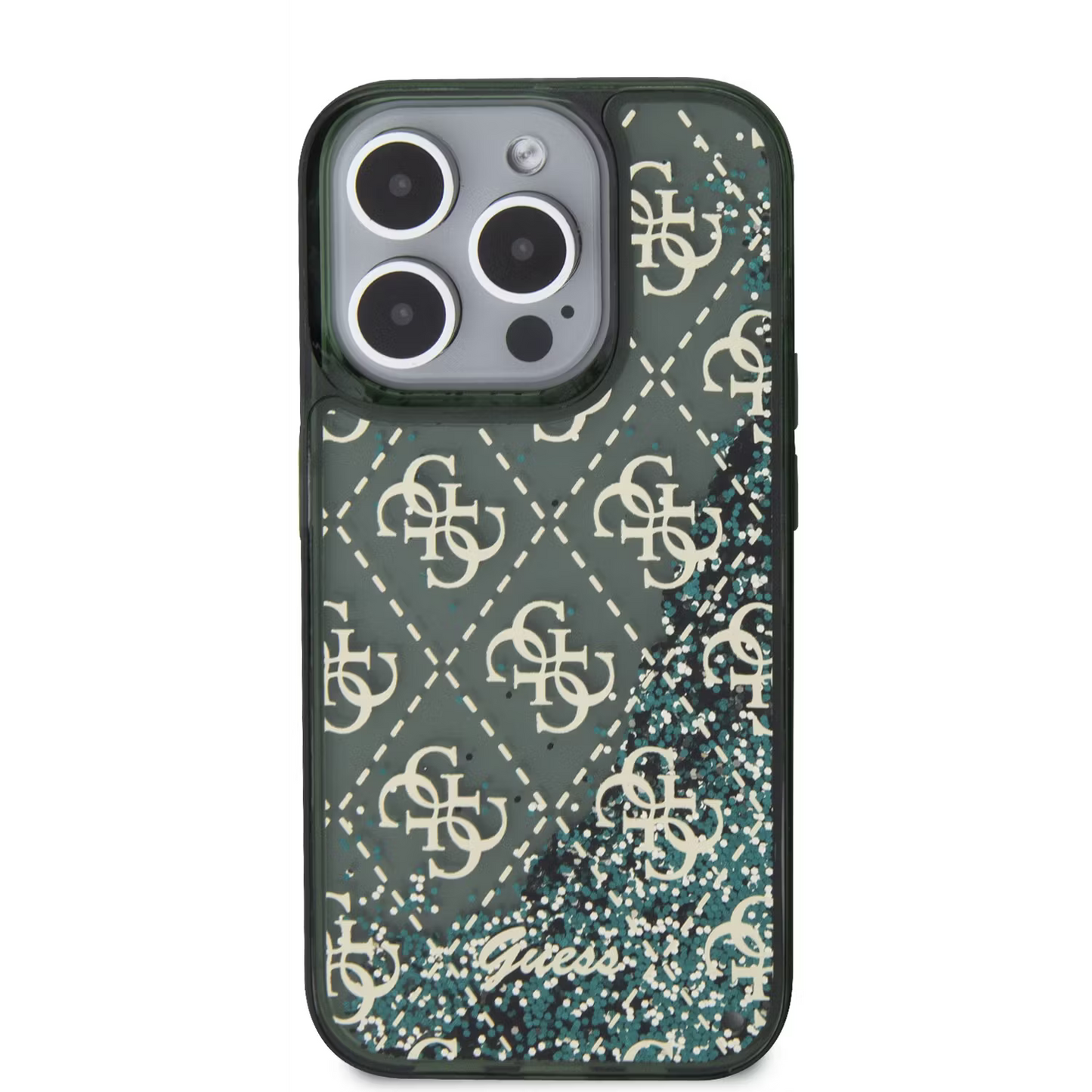 Guess Glitter Case for iPhone 15 Pro Max – Green | كفر GUESS اللامع لهاتف ايفون 15 برو ماكس - اخضر