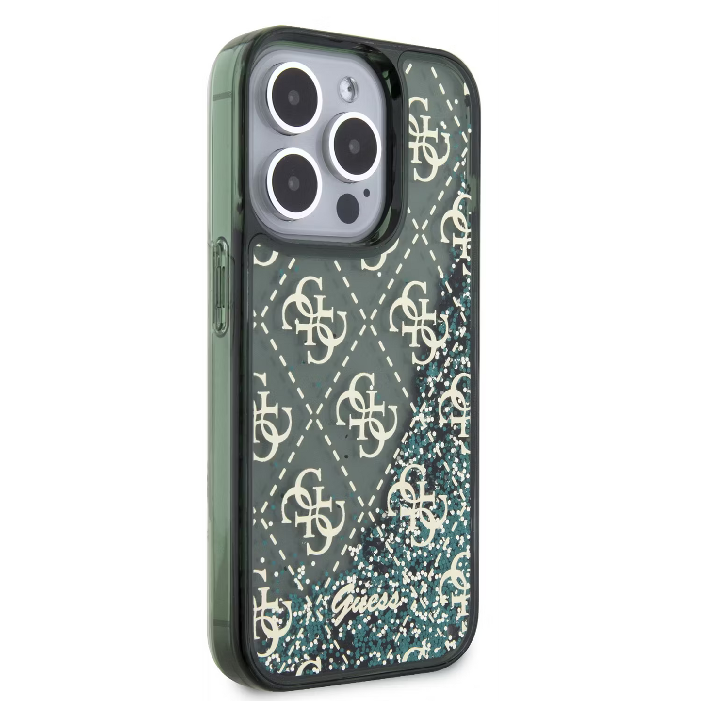 Guess Glitter Case for iPhone 15 Pro Max – Green | كفر GUESS اللامع لهاتف ايفون 15 برو ماكس - اخضر