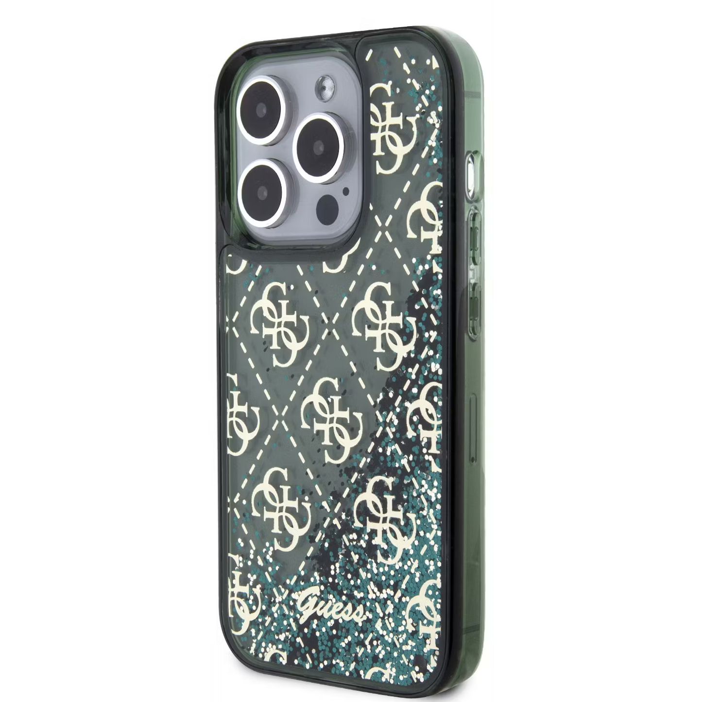 Guess Glitter Case for iPhone 15 Pro Max – Green | كفر GUESS اللامع لهاتف ايفون 15 برو ماكس - اخضر