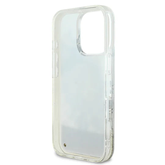 GUESS MagSafe Liquid Glitter Hard Case with Flower Design for iPhone 16 Pro | كفر GUESS صلب بلمعة سائلة وتصميم ازهار مع دعم ماج سيف لهاتف ايفون 16 برو