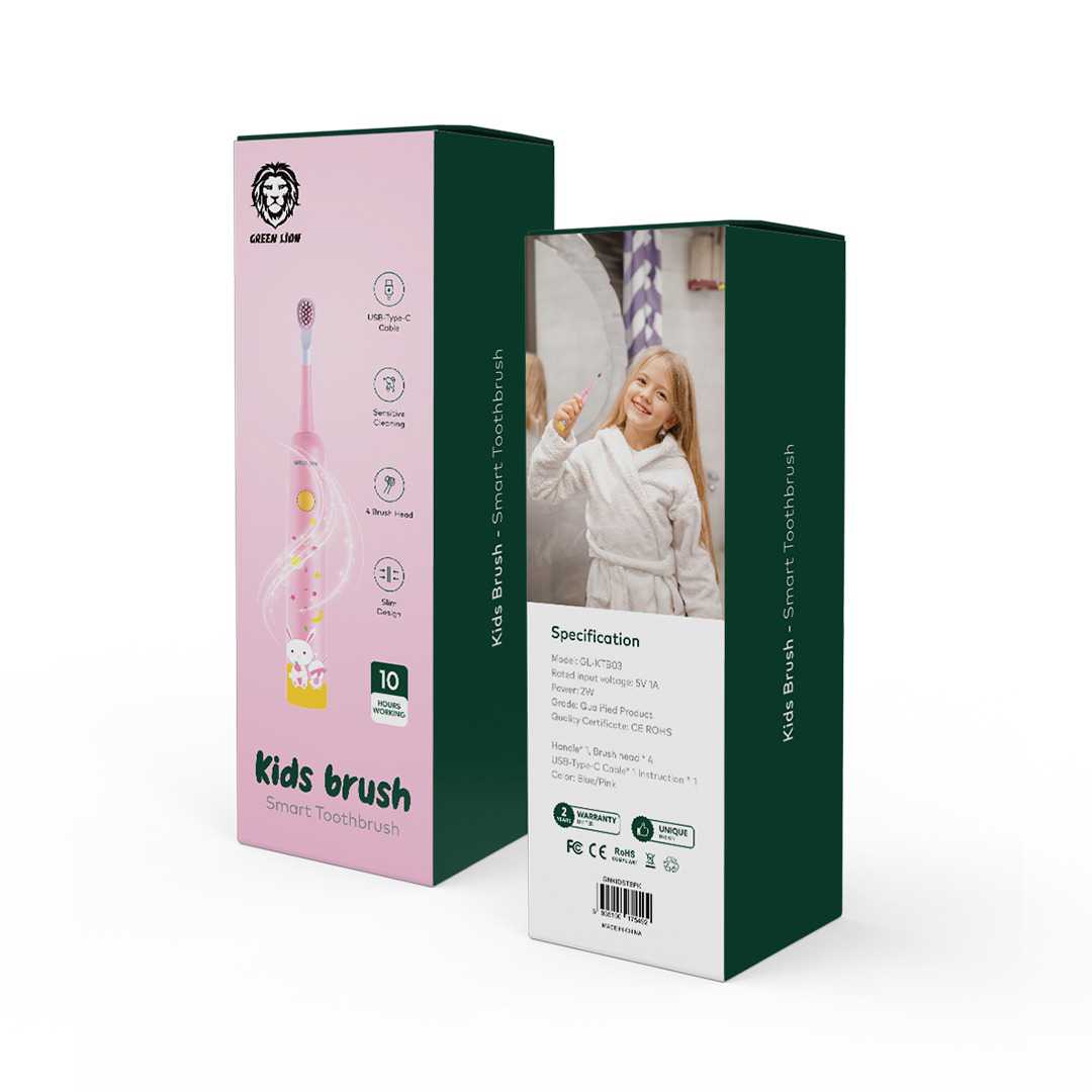 فرشاة أسنان ذكية للأطفال من جرين لايون - وردي | Green Lion Kids Brush Smart Toothbrush - Pink