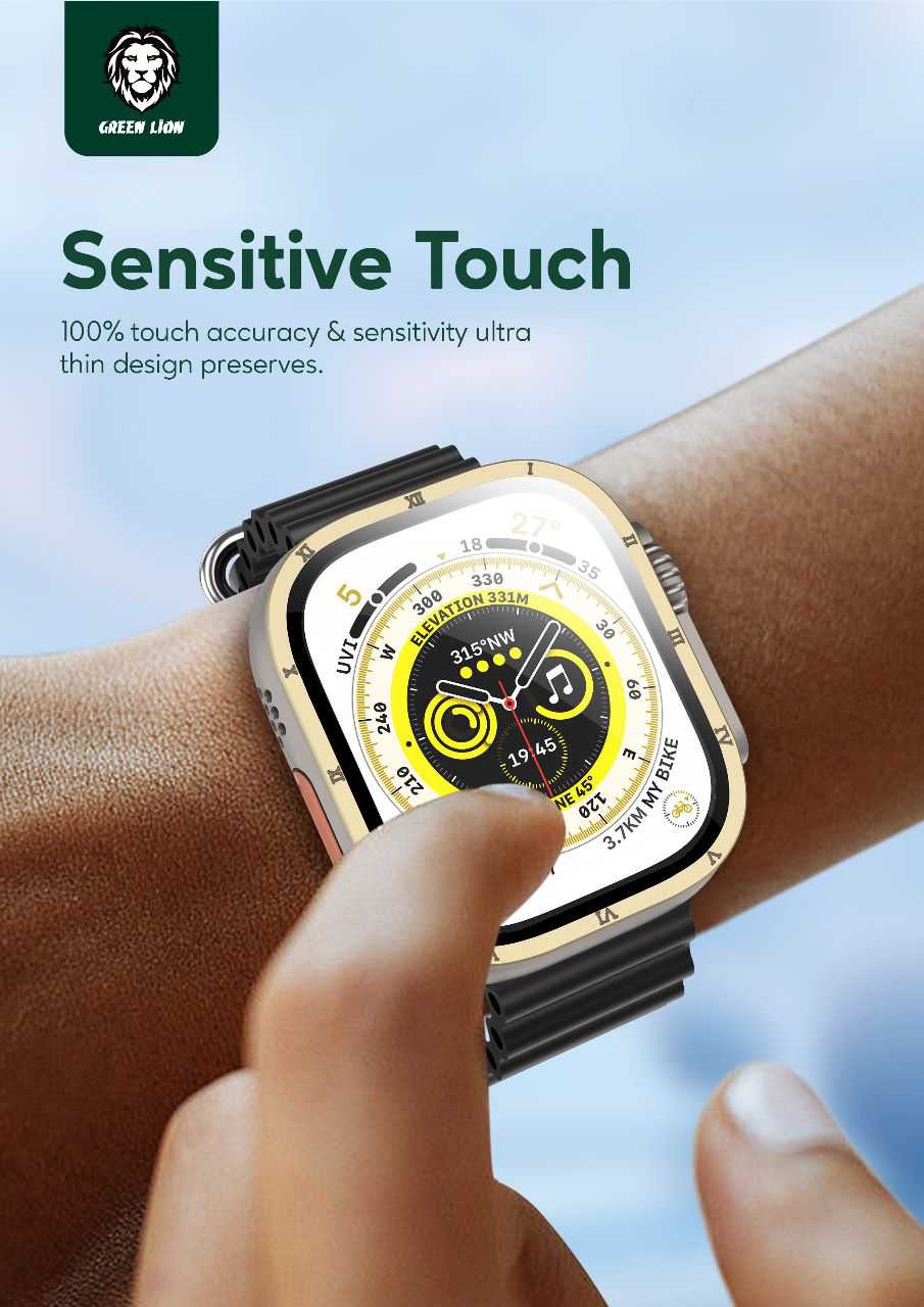 واقي شاشة جرين لايون رومان اج دي لساعة ابل 49 ملم - ذهبي مطفي | Green Lion Roman HD Glass for Apple Watch 49mm - Matte Gold.