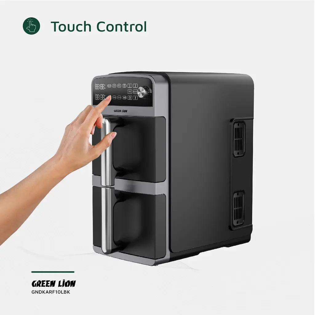 قلاية جرين لايون الهوائية المزدوجة بسعة 10 لتر - اسود | Green Lion Double Decker Air Fryer 10L - Black