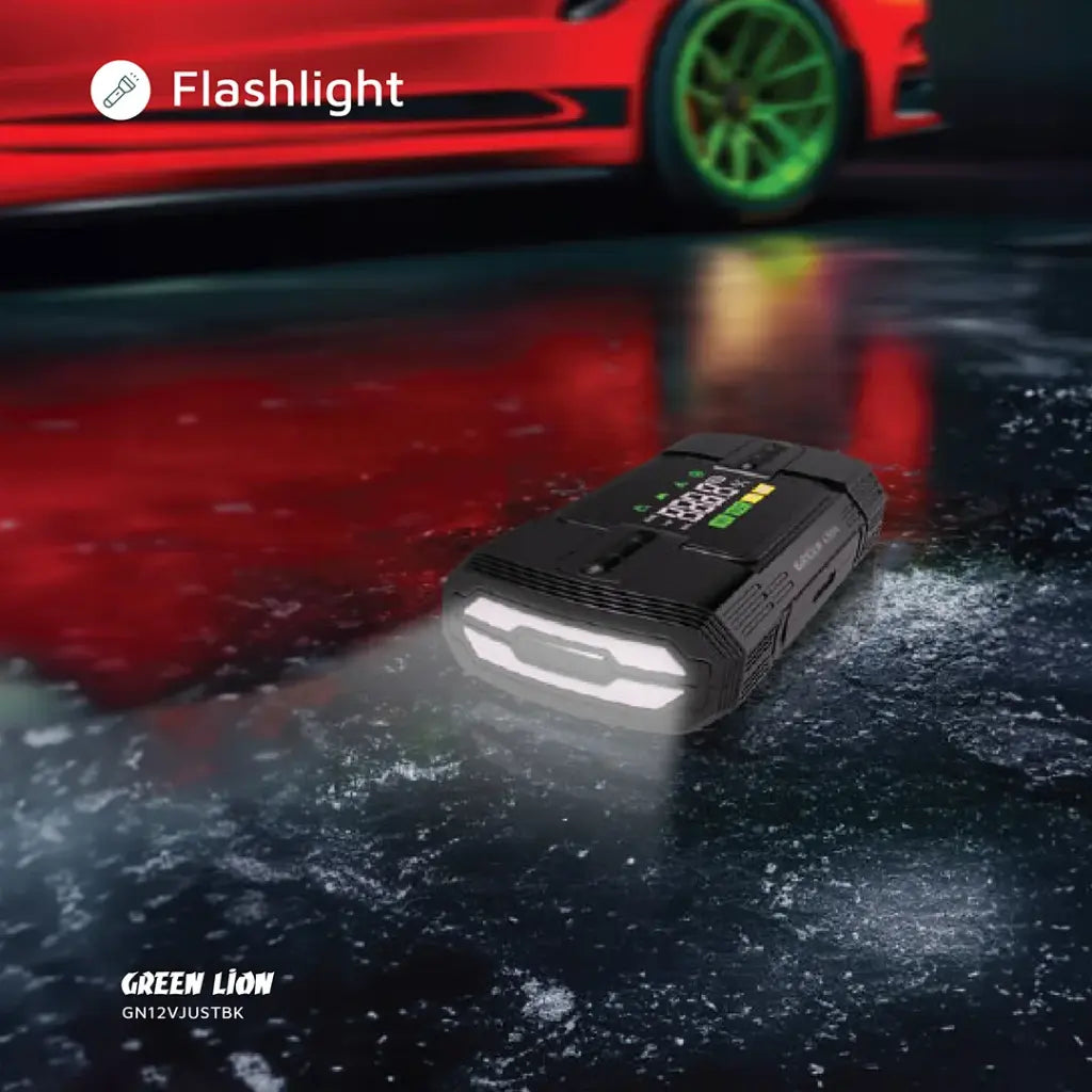 جهاز تشغيل السيارة جرين لايون 12V مع بطارية بسعة 12000 مللي امبير و منفاخ هواء | Green Lion 12V Jump Starter 12000mAh with Air Compressor