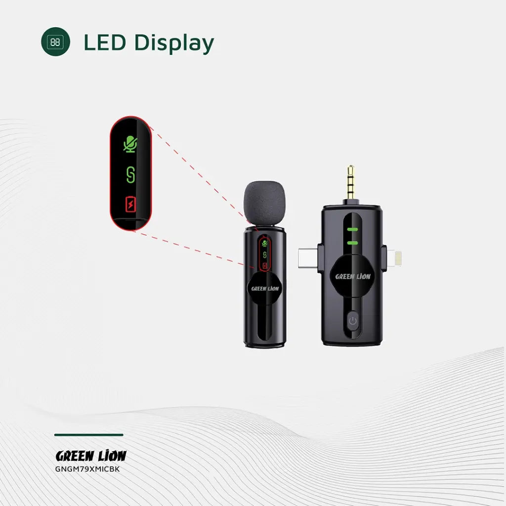 مايكروفون جرين لايون 3 في 1 - اسود | Green Lion GM-79X Microphone 3 In 1 - Black