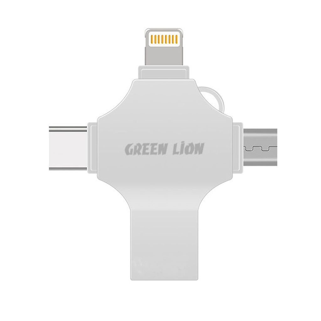 فلاش درايف جرين لايون 4 في 1 بسعة 512 جيجابايت - فضي | Green Lion 4-in-1 USB Flash Drive 512GB – Silver
