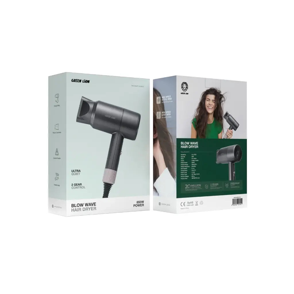 مجفف شعر جرين لايون بلو ويف بقدرة 850 واط - رمادي | Green Lion Blow Wave Hair Dryer 850W - Grey.