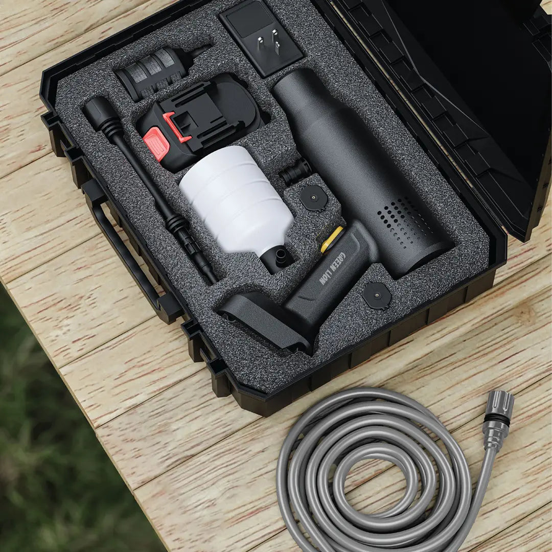 مسدس غسيل بالضغط من جرين لايون, لاسلكي بسعة بطارية 6000 مللي امبير قابلة للفصل | Green Lion CX240 Cordless Pressure Wash Gun, 6000mAh detachable battery