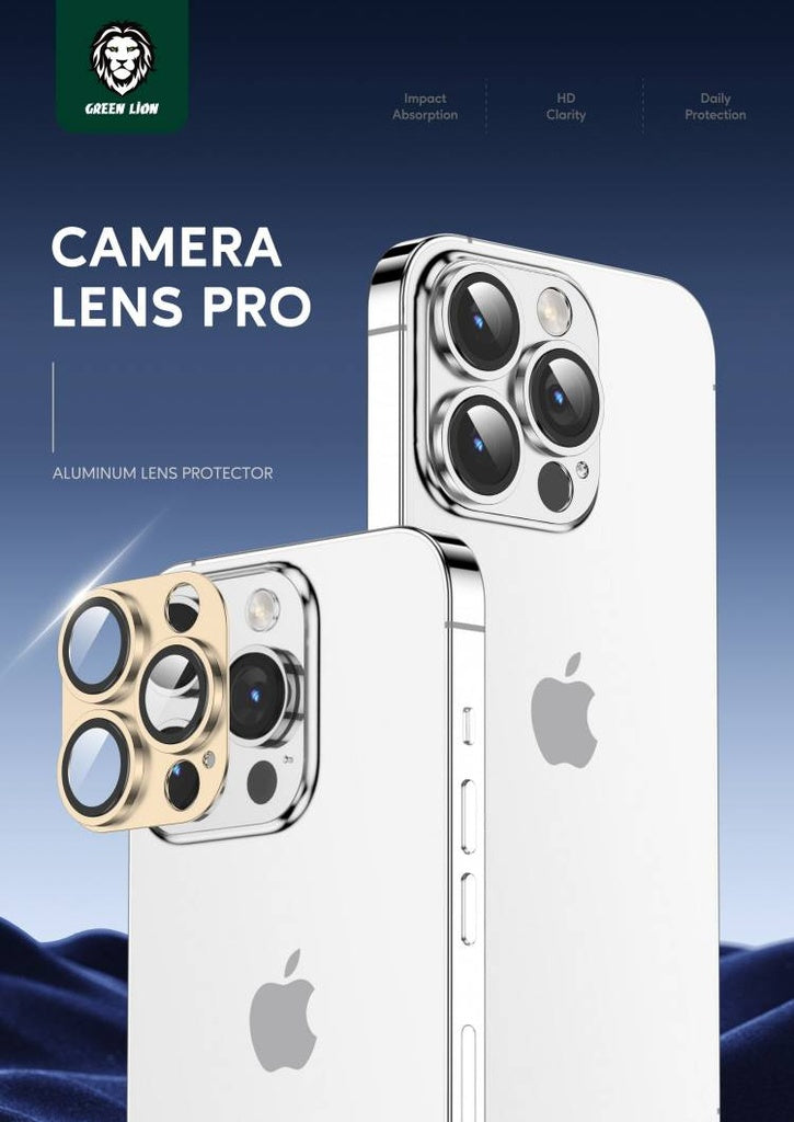 جرين لايون واقي عدسة الكاميرا لهاتف ايفون 14 برو و 14 برو ماكس - ذهبي | Green Camera Lens Pro Aluminum Protector for iPhone 14 Pro / 14 Pro Max - Gold