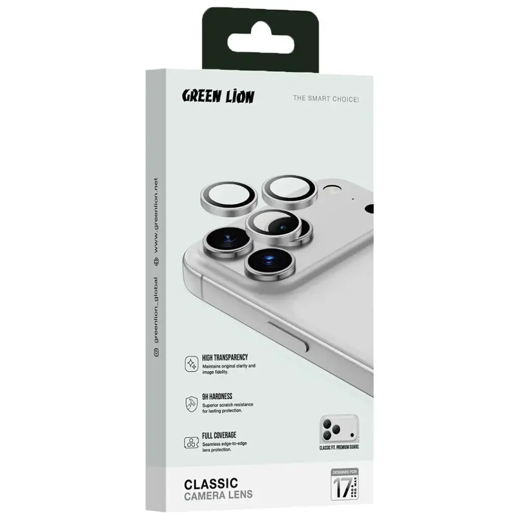 واقي عدسة الكاميرا جرين لايون كلاسيك لهاتف ايفون 17 برو / برو ماكس - رمادي تيتانيوم | Green Lion Classic Camera Lens For iPhone 17 Pro / 17 Pro Max - Gray Titanium