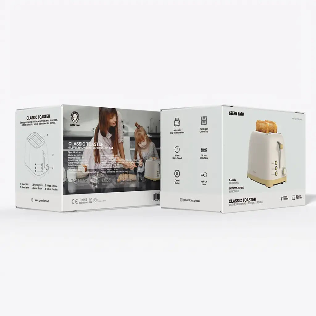 جرين لايون محمصة كلاسيكية مع 6 مستويات تحمير - بيجي | Green Lion Classic Toaster 6 Level Browning - Beige