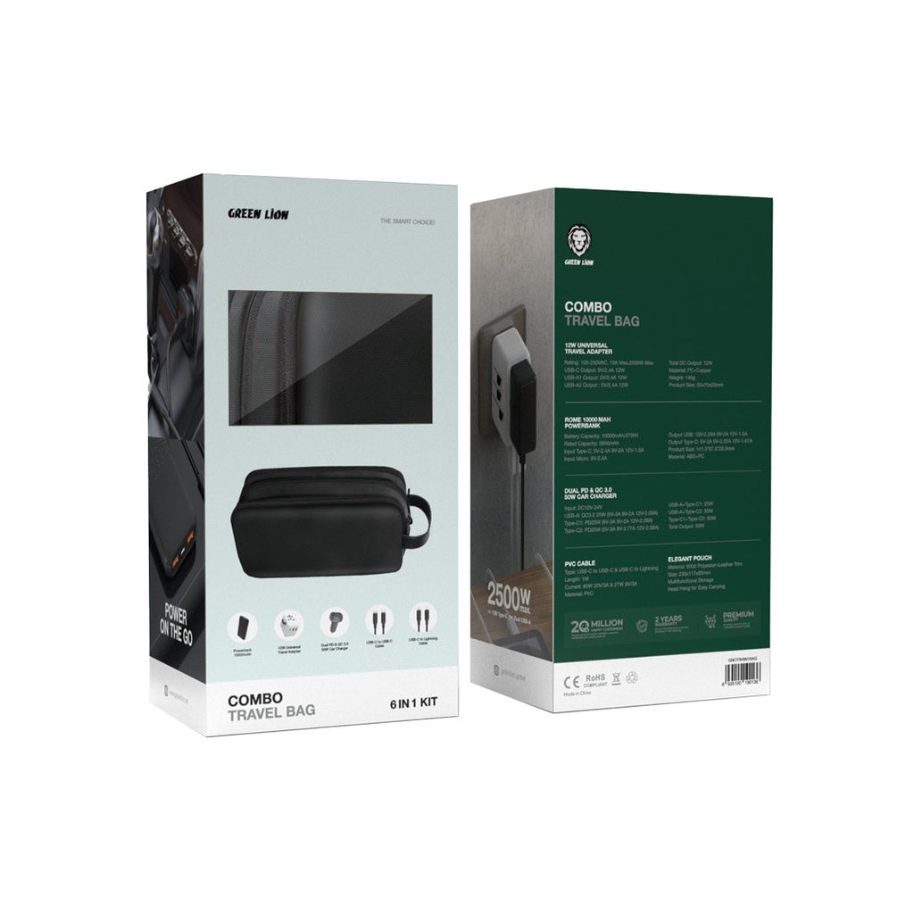 Green Lion Combo Travel Bag 6 IN 1 Kit - حقيبة السفر المتكاملة جرين ليون 6 في 1