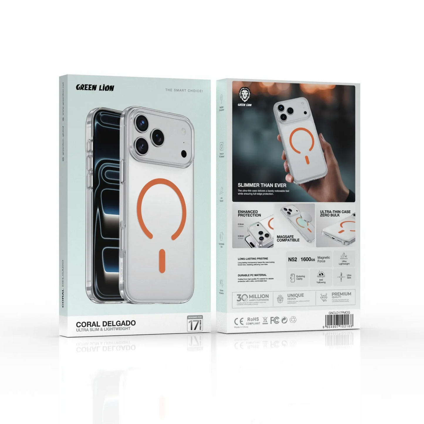 كفر جرين لايون Coral Delgado لهاتف ايفون 17 برو ماكس - برتقالي | Green Lion Coral Delgado Case for iPhone 17 Pro Max – Orange