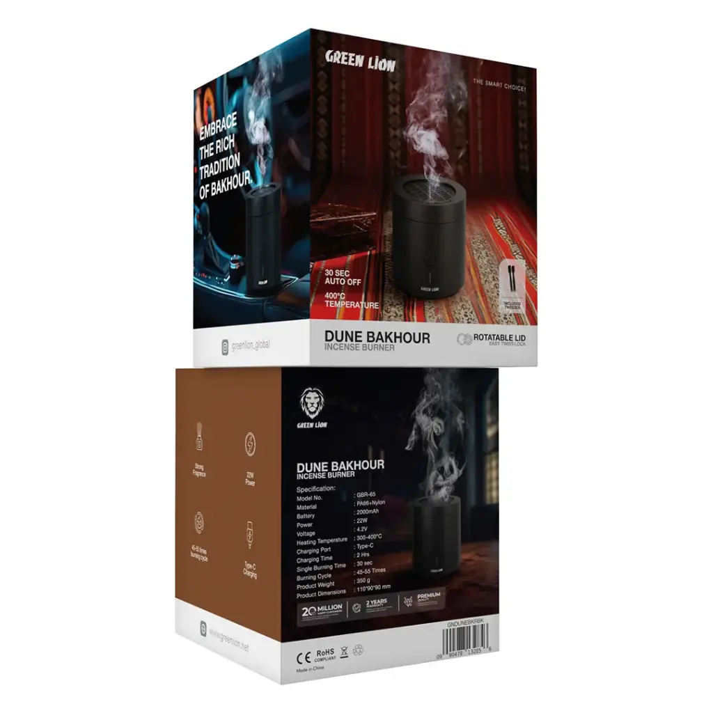 موقد البخور جرين لايون دون - اسود | Green Lion Dune Bakhour Incense Burner - Black