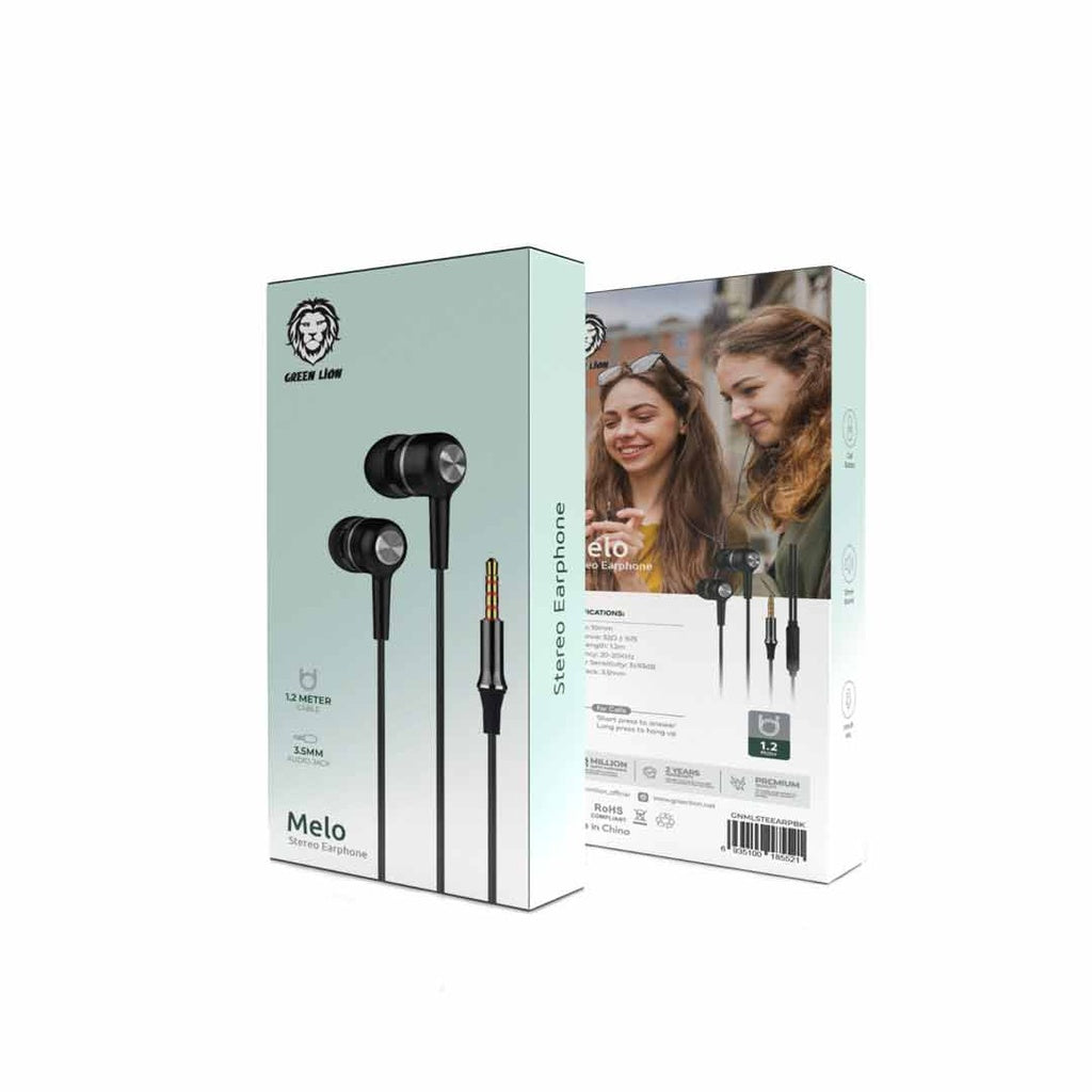 سماعات جرين لايون ميلو ستيريو السلكية - اسود | Green Lion Melo Stereo Earphone - Black