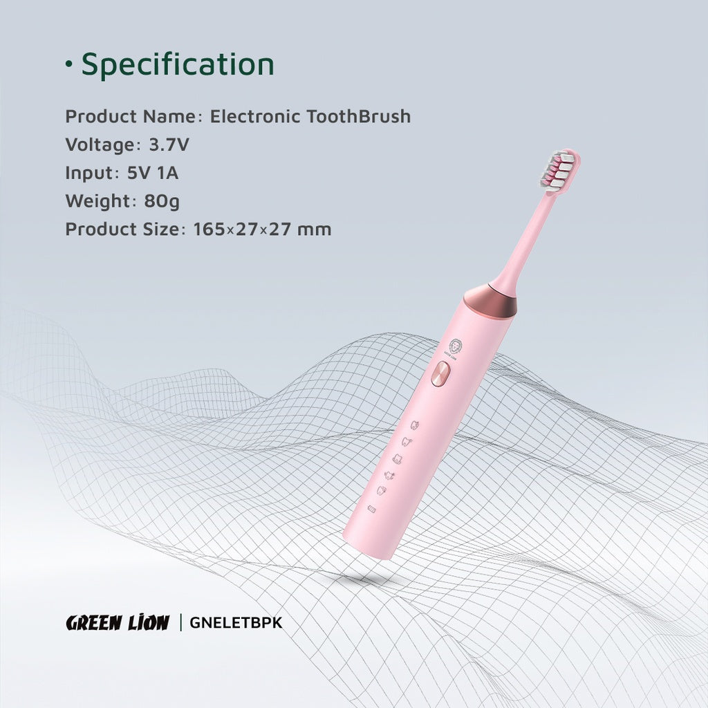فرشاة الاسنان الكهربائية من جرين لايون مع 5 اوضاع تشغيل و 4 رؤوس فرشاة, للعناية بالاسنان الحساسة | Green Lion Electric Toothbrush with 5 Modes & 4 Brush Heads – For Sensitive Teeth.