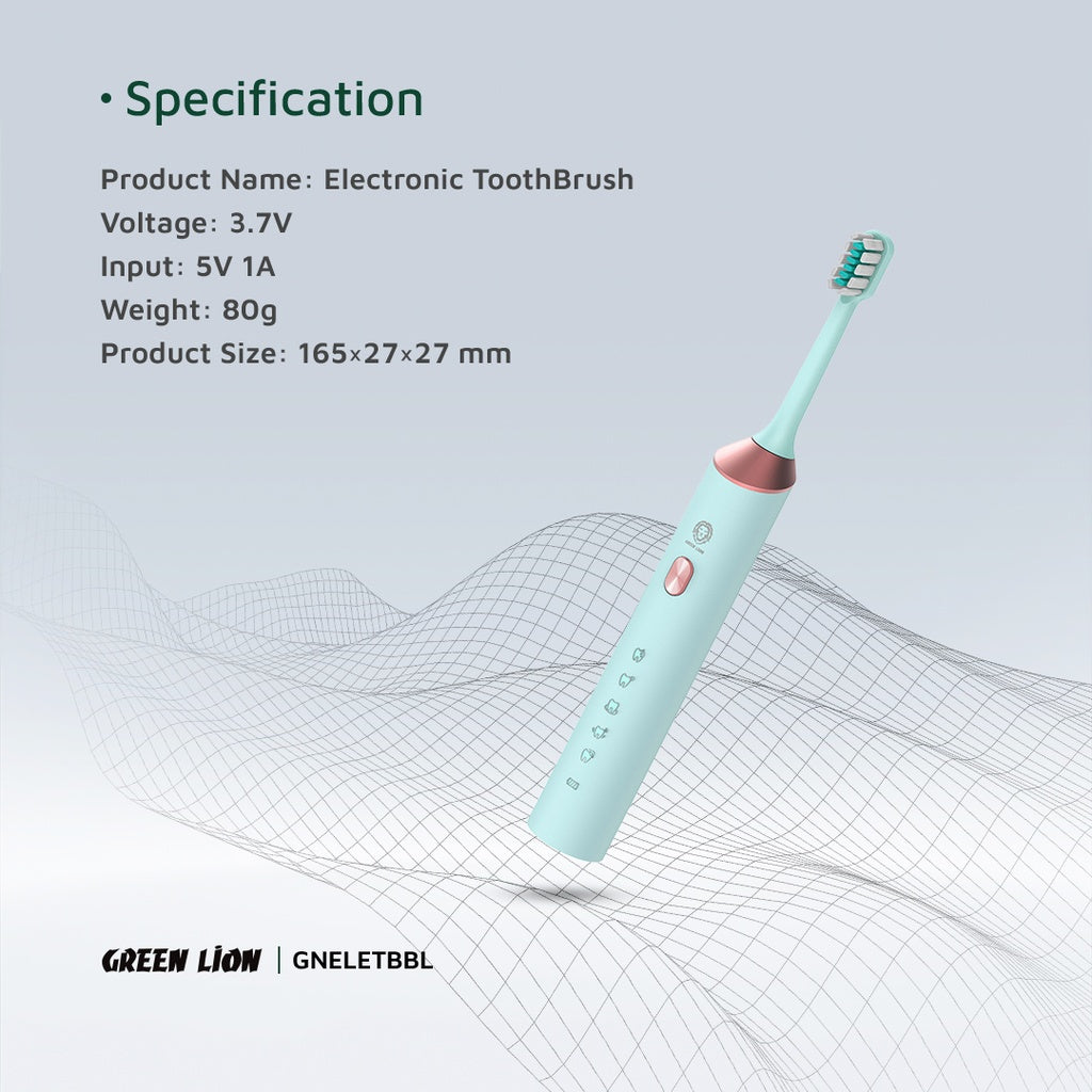 فرشاة الاسنان الكهربائية من جرين لايون مع 5 اوضاع تشغيل و 4 رؤوس فرشاة, للعناية بالاسنان الحساسة | Green Lion Electric Toothbrush with 5 Modes & 4 Brush Heads – For Sensitive Teeth.