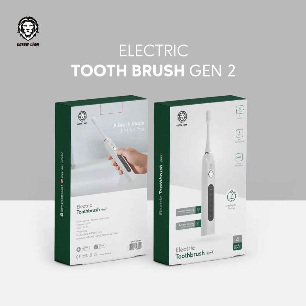 فرشاة الاسنان الكهربائية من جرين لايون ( الجيل الثاني ) - ابيض | Green Lion Electric Toothbrush (Gen-2) – White