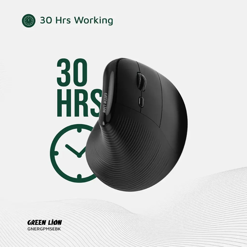 ماوس جرين لايون العمودي بتصميم مريح - اسود | Green Lion Ergo Grip Vertical Mouse - Black
