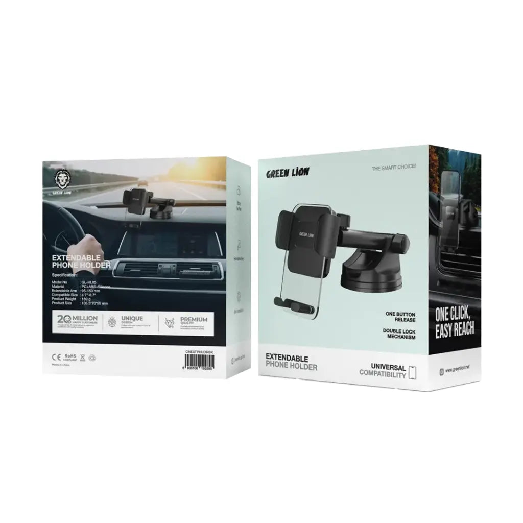 حامل الهاتف القابل للتمديد من جرين لايون - اسود | Green Lion Extendable Phone Holder - Black.