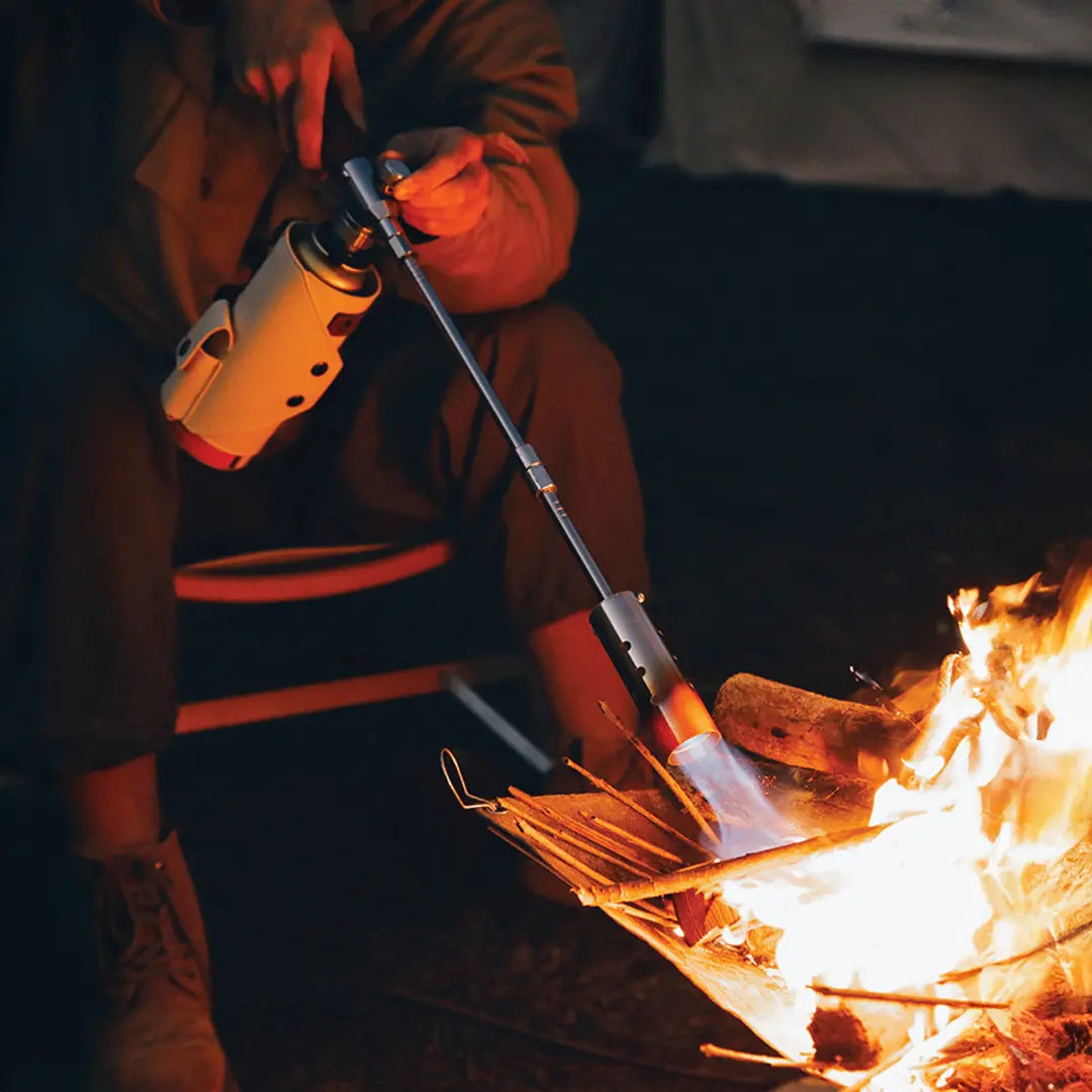 ولاعة غاز للتخييم على شكل شعلة نارية من جرين لايون - فضي | Green Lion Flame Torch Camping Gas Lighter - Silver