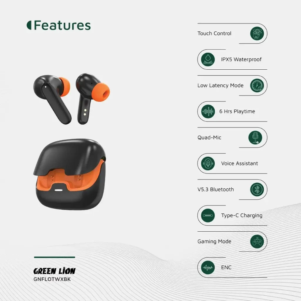 سماعات جرين لايون فلورنس اللاسلكية | Green Lion Florence TWS True Wireless Earbuds