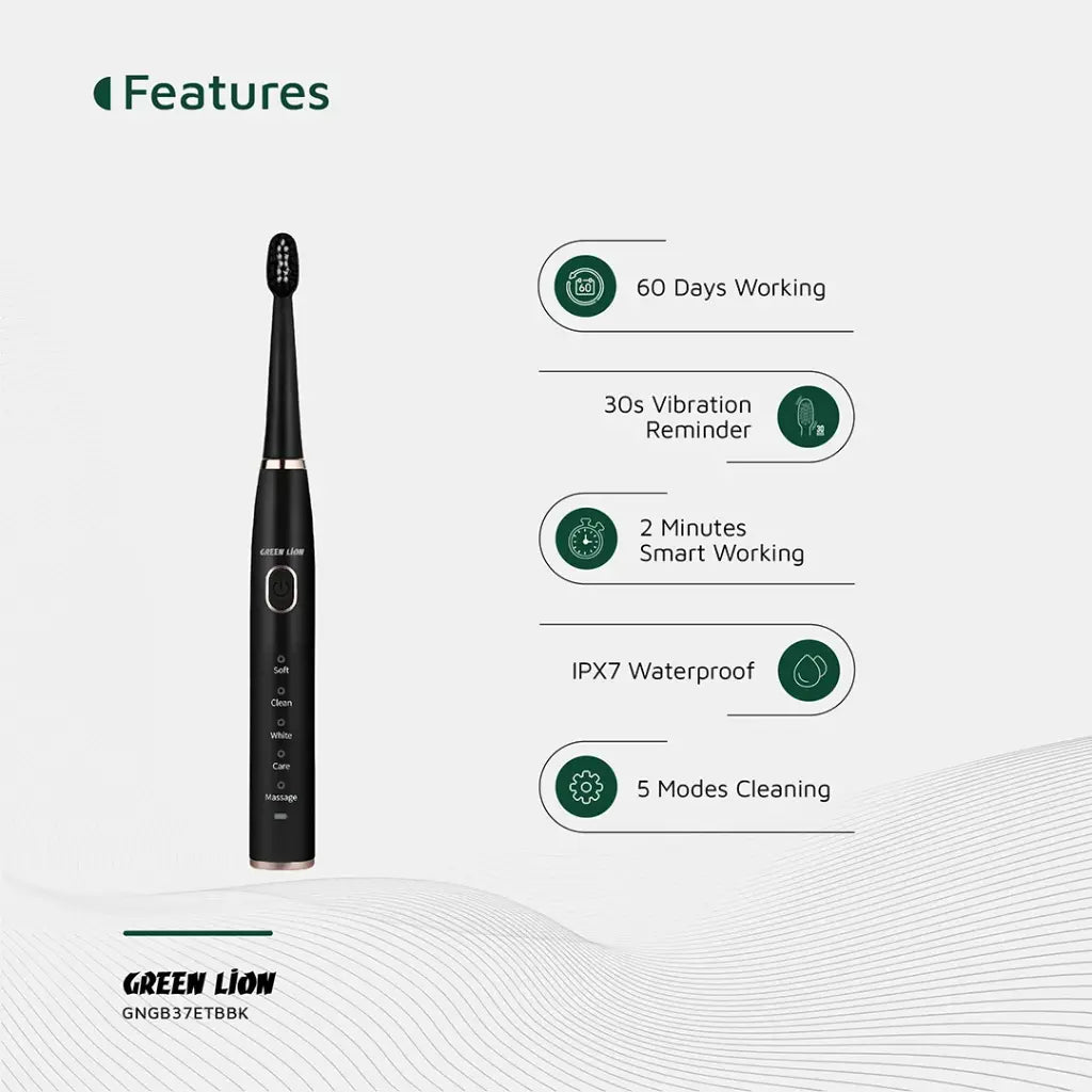 فرشاة الاسنان الكهربائية جرين لايون GB-37, بطارية تدوم حتى 60 يوما | Green Lion GB-37 Electric Tooth Brush – Up To 60 Days Battery Life.