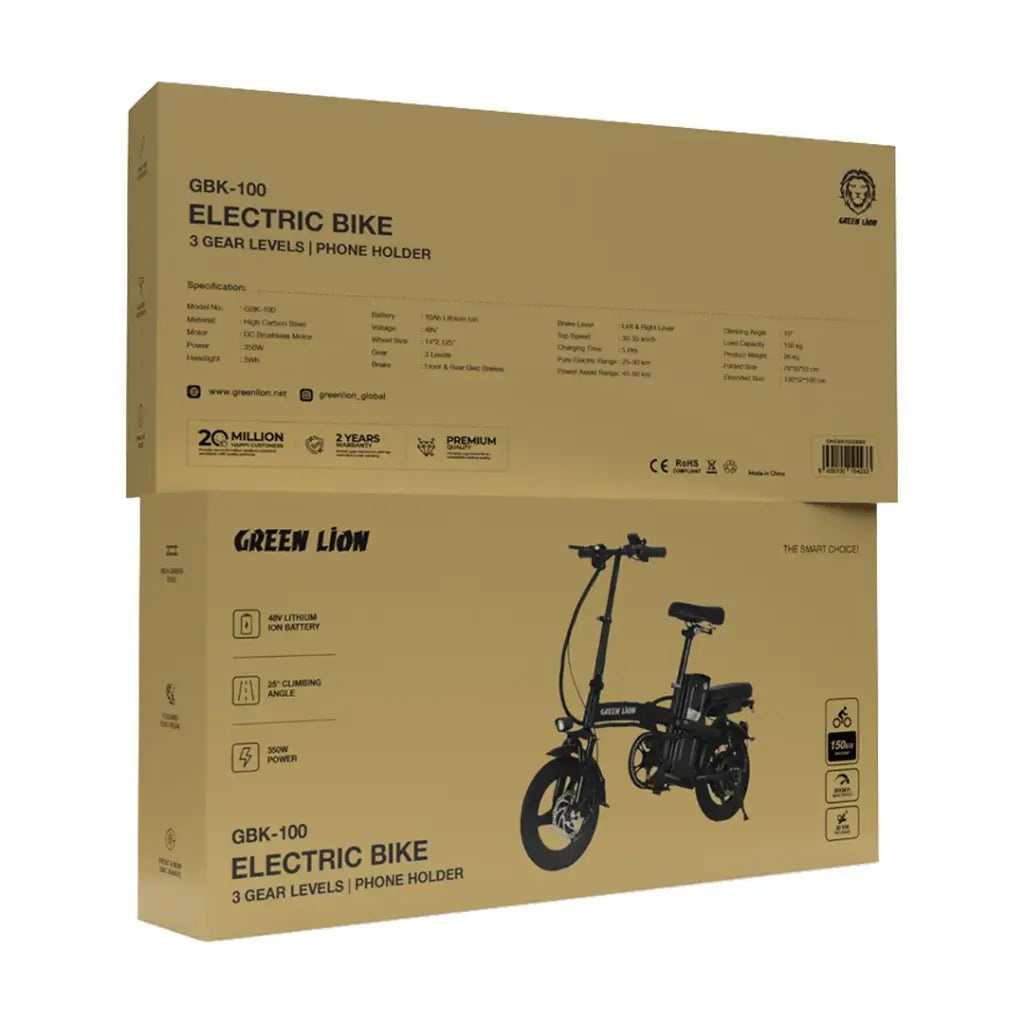 دراجة كهربائية جرين لايون - اسود | Green Lion GBK-100 Electric Bike - Black