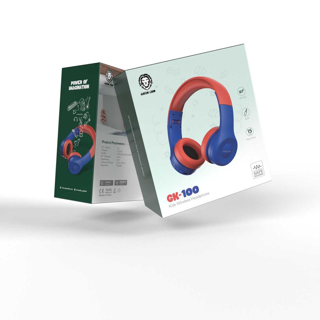 سماعة رأس للأطفال جرين لايون GK-100 لاسلكية بميزة الصوت الآمن | Green Lion GK-100 Kids Wireless Headphones with Safe Sound