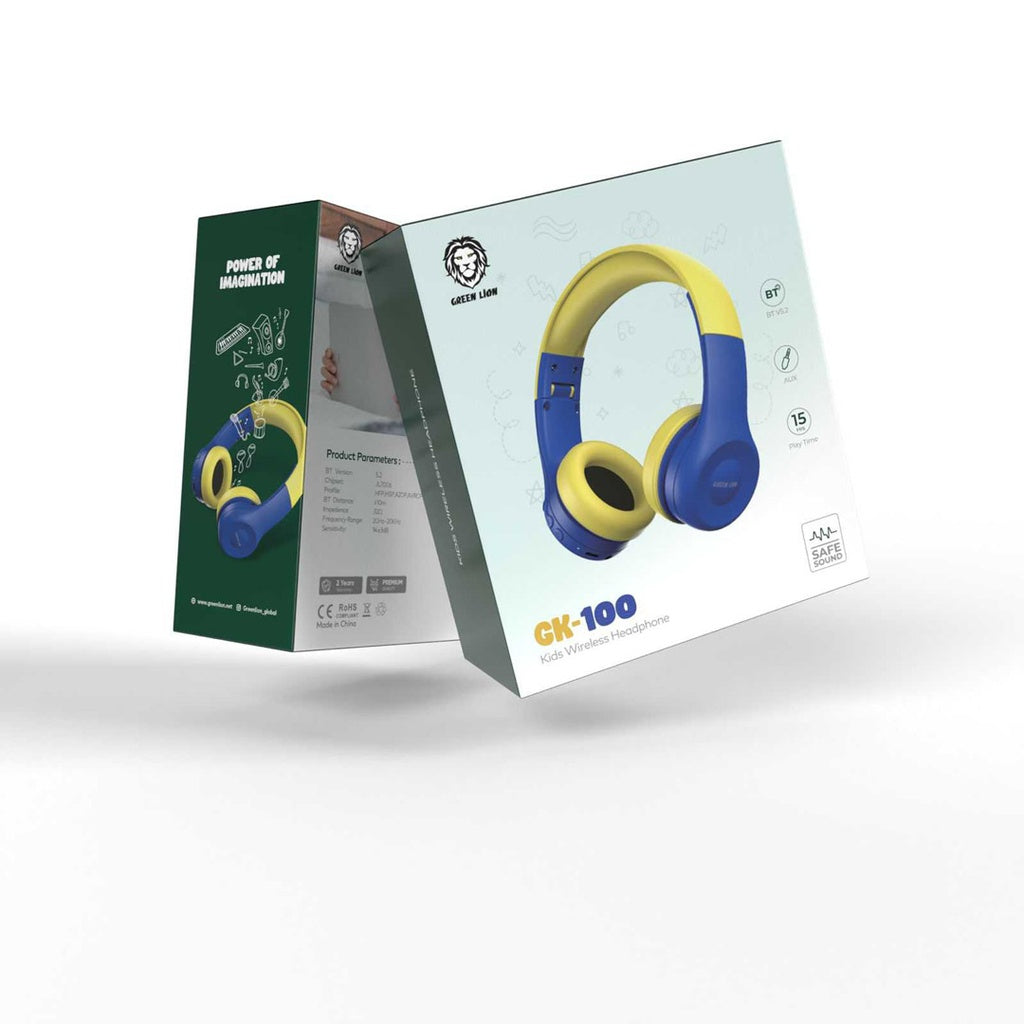 سماعة رأس للأطفال جرين لايون GK-100 لاسلكية بميزة الصوت الآمن | Green Lion GK-100 Kids Wireless Headphones with Safe Sound
