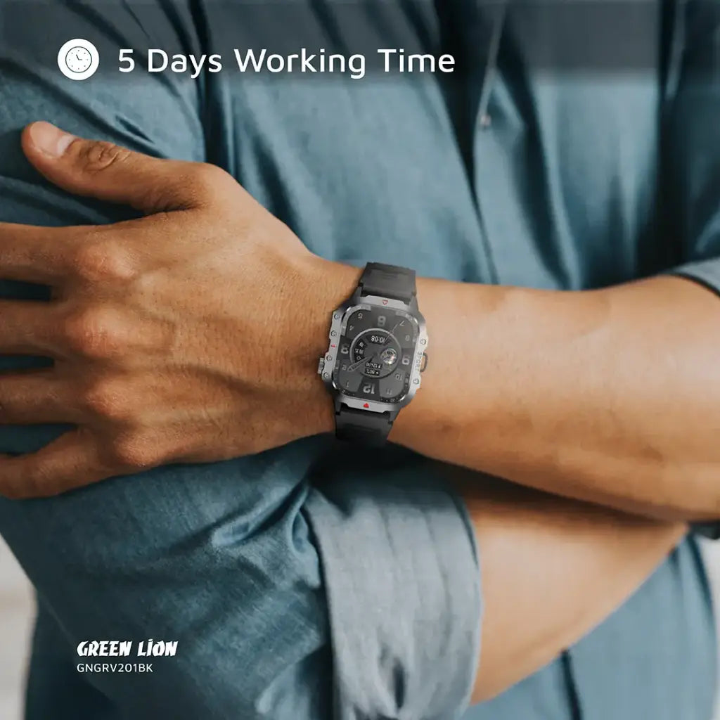 ساعة جرين لايون جرافيكس الذكية - اسود | Green Lion Gravix Smart Watch – Black