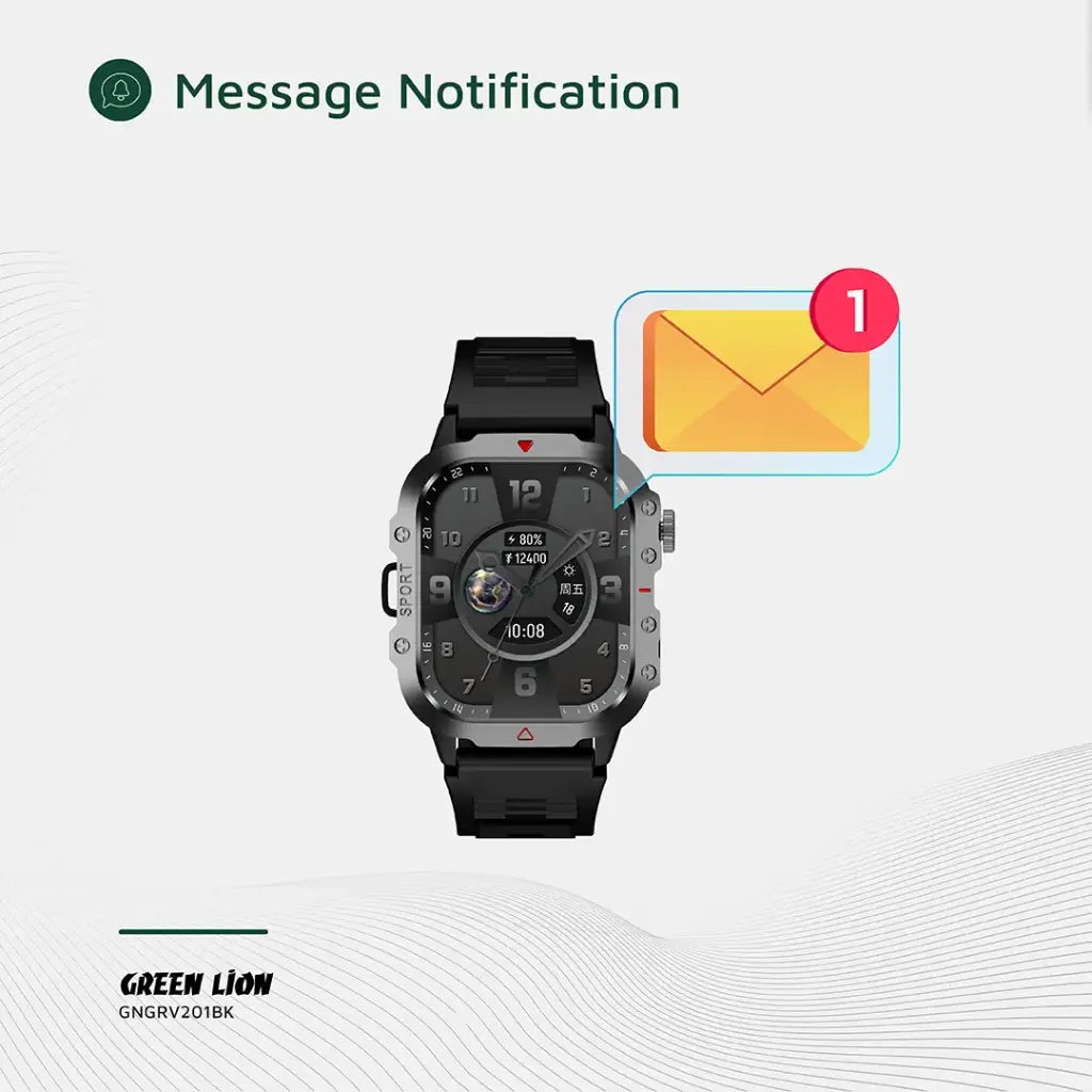ساعة جرين لايون جرافيكس الذكية - اسود | Green Lion Gravix Smart Watch – Black