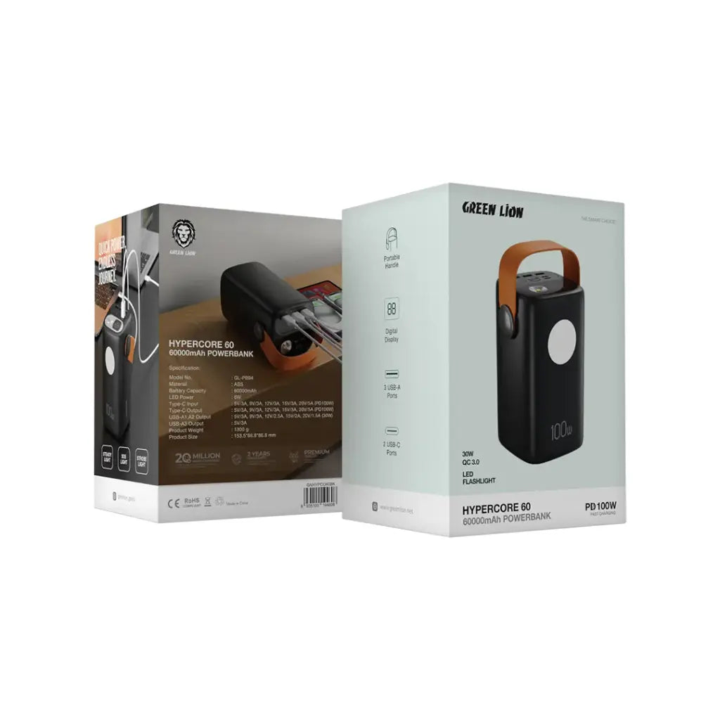 باور بانك جرين لايون هايبر كور 60 بسعة 60,000 مللي أمبير | Green Lion Hyper Core 60 Power Bank 60000mAh