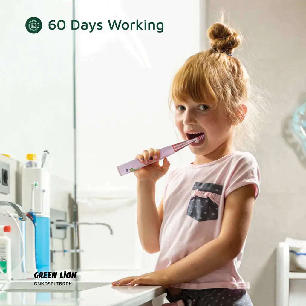 فرشاة الاسنان الكهربائية للاطفال من جرين لايون, بطارية تدوم حتى 60 يوما | Green Lion Kids Electric Toothbrush – Up To 60 Days Battery Life.