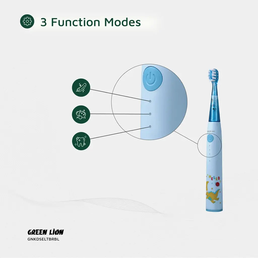 فرشاة الاسنان الكهربائية للاطفال من جرين لايون, بطارية تدوم حتى 60 يوما | Green Lion Kids Electric Toothbrush – Up To 60 Days Battery Life.