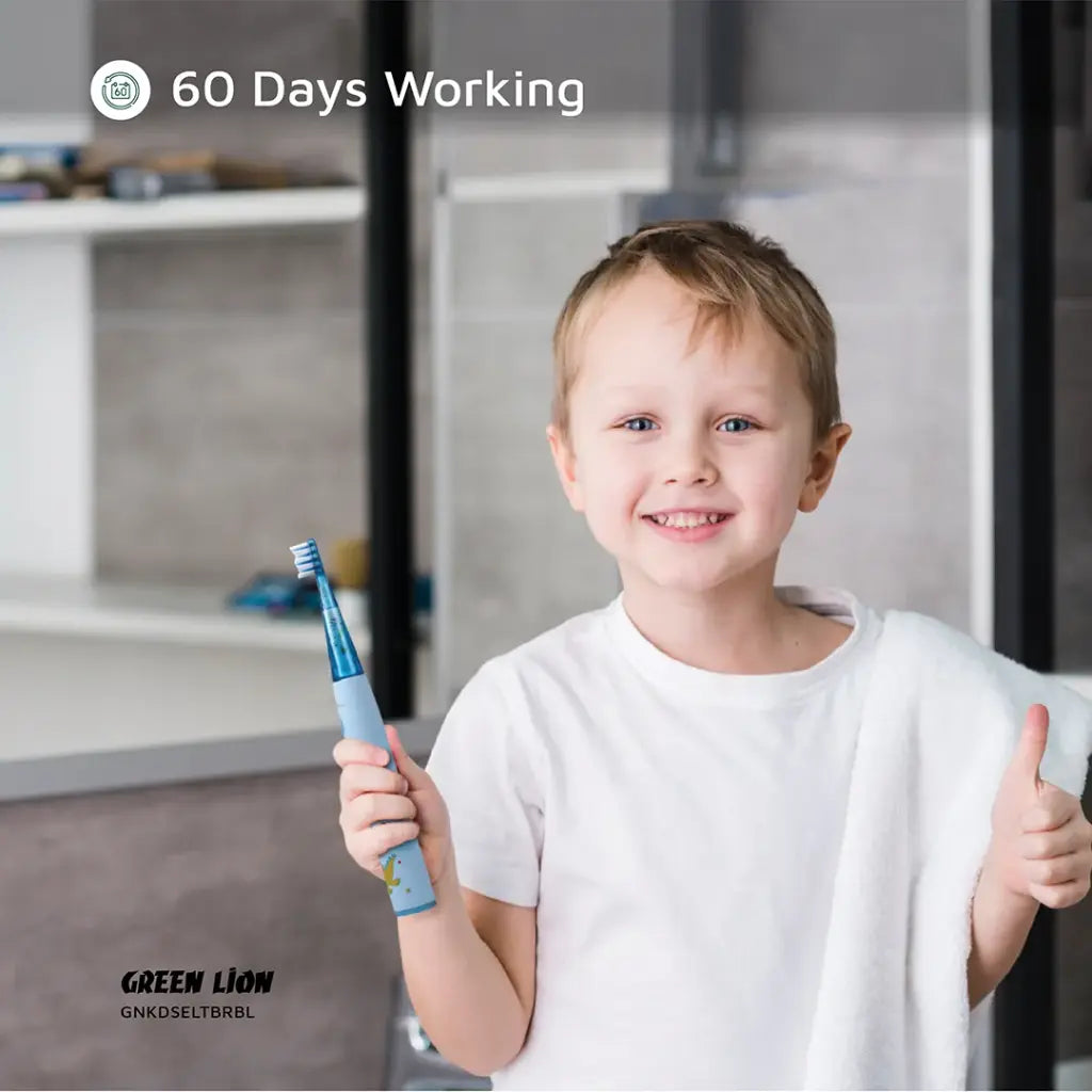 فرشاة الاسنان الكهربائية للاطفال من جرين لايون, بطارية تدوم حتى 60 يوما | Green Lion Kids Electric Toothbrush – Up To 60 Days Battery Life.