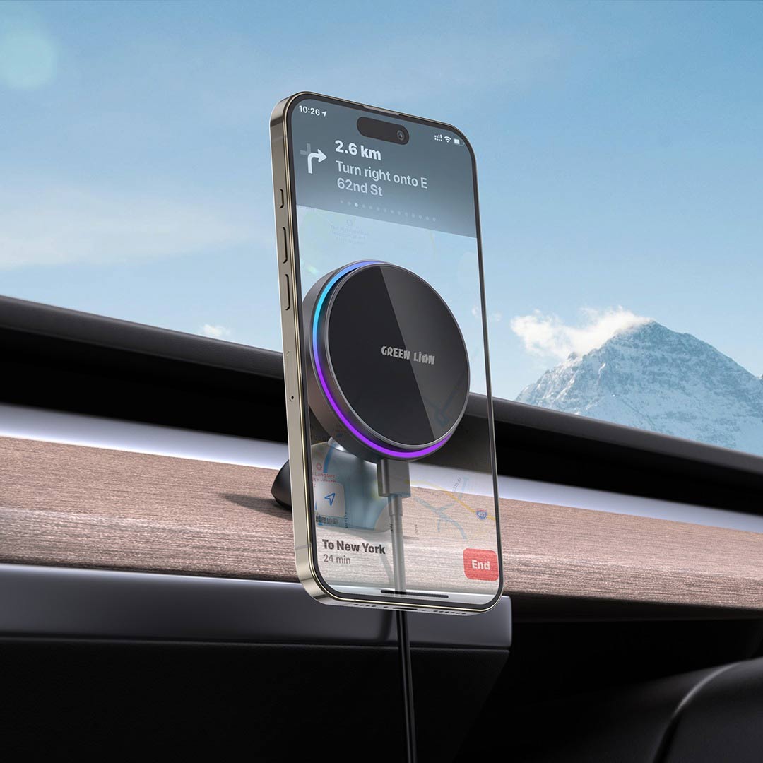 حامل وشاحن سيارة جرين لايون ماج برايم - اسود | Green Lion Magprime Car Charger Holder - Black