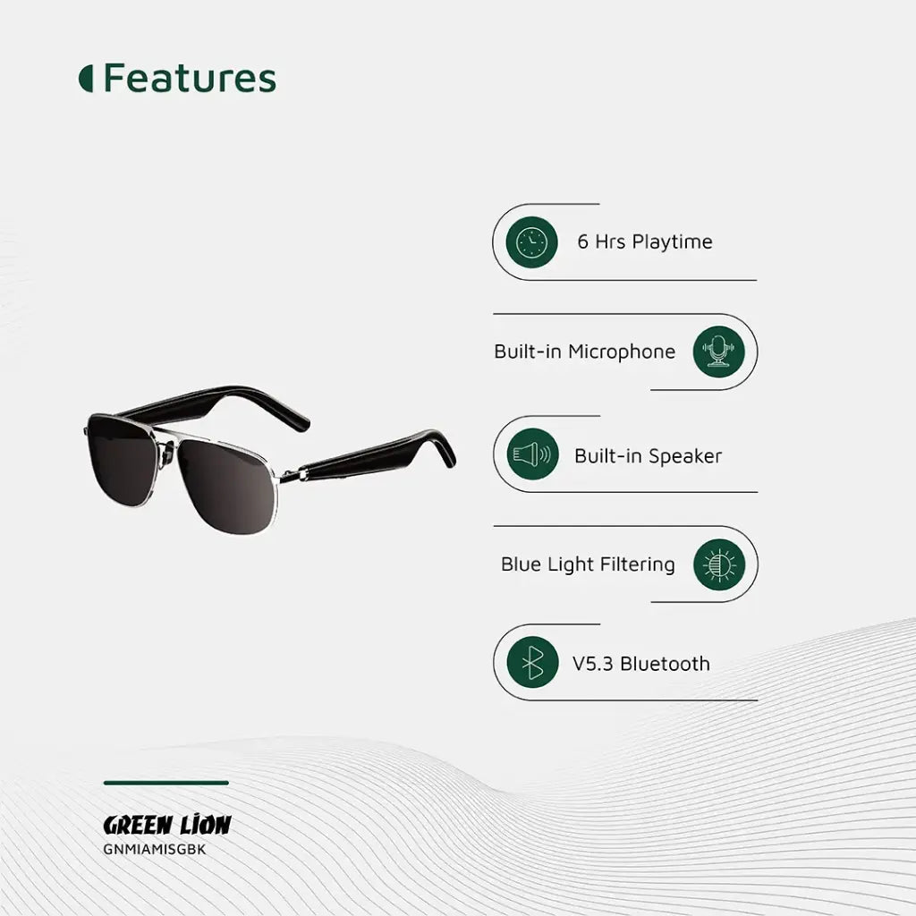 Green Lion Miami Smart Glasses - نظارات جرين ليون ميامي الذكية