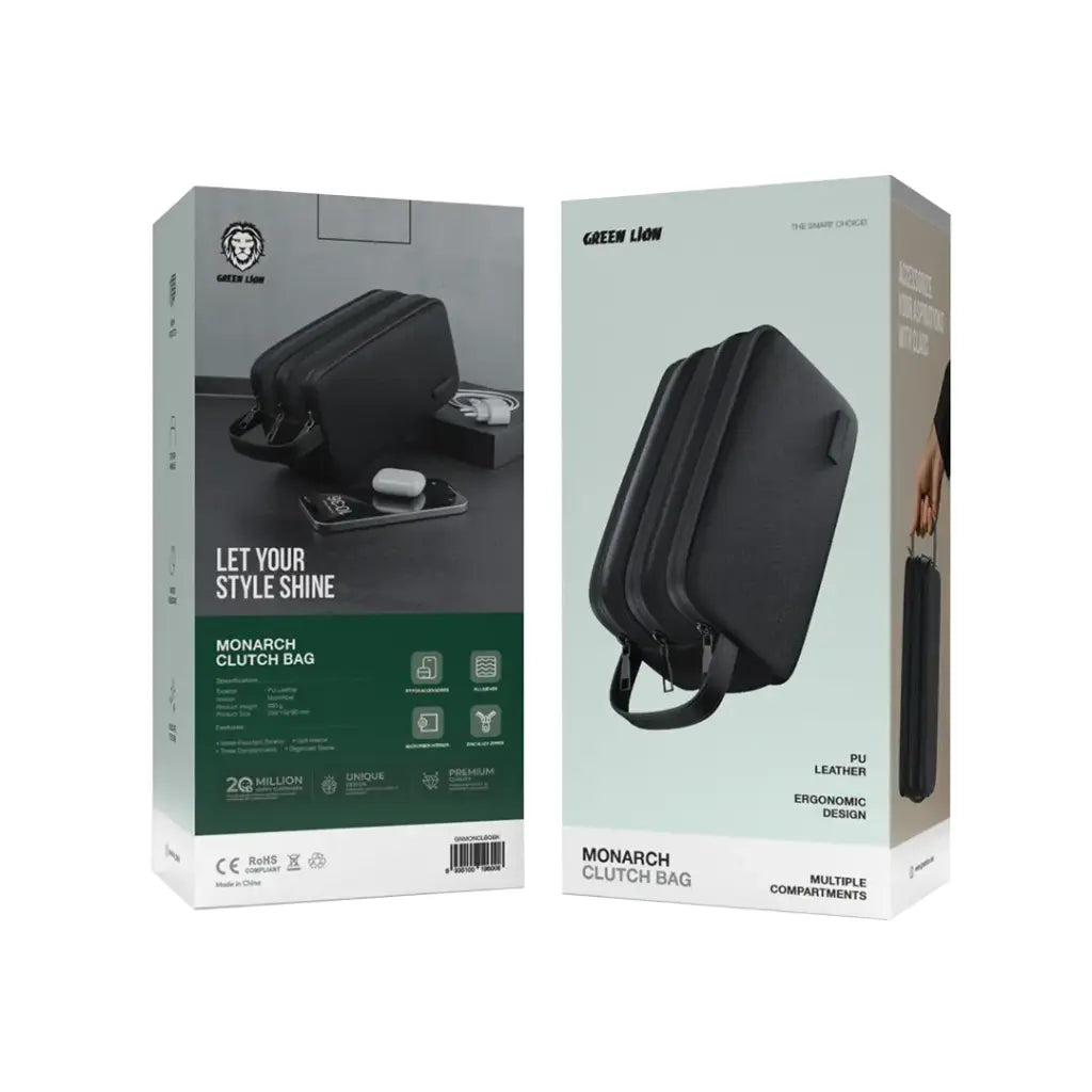 حقيبة كلاتش جرين لايون مونارك - اسود | Green Lion Monarch Clutch Bag - Black